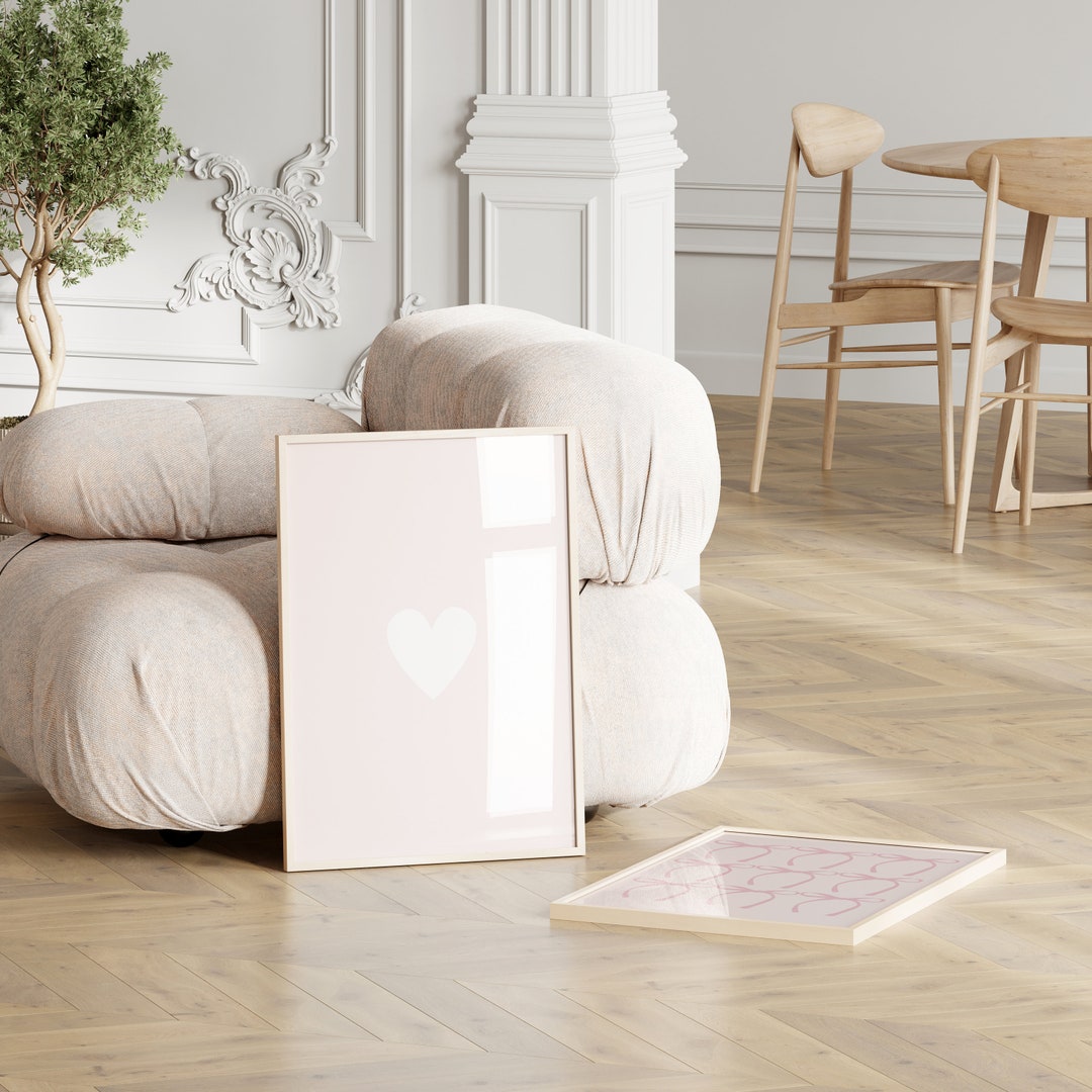 Pastel Heart Wall Art I Blush Pink Wall Art I Above Bed Art I Pink