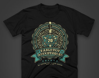 Tabletop Adventurers t-shirt: D20 Tabletop RPG Gamer Tee