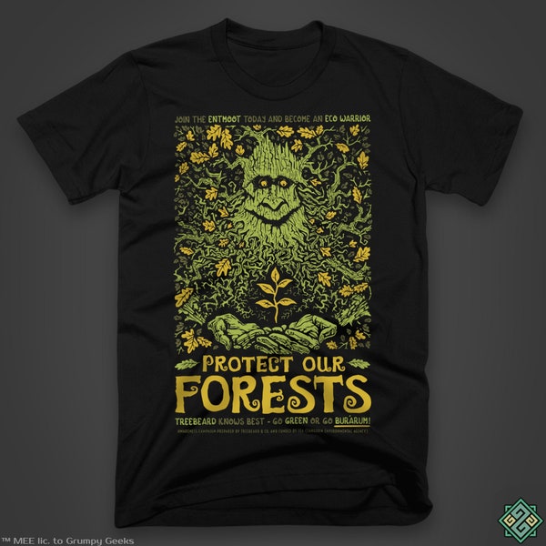 Treebeard™ Eco Ents™ - J.R.R. Tolkiens Herr der Ringe inspiriertes T-Shirt, mit Siebdruck von Hand gedruckt