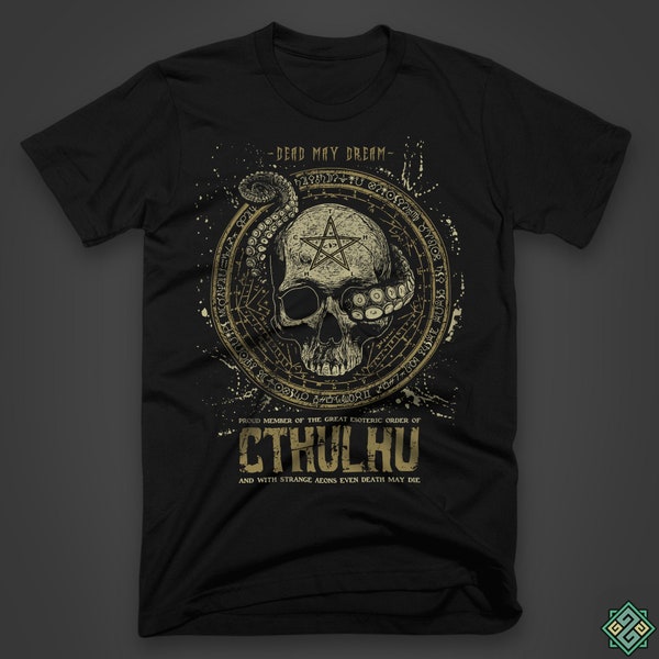 Dead May Dream - H.P. Camiseta inspirada en la temática de terror de Lovecraft's Call of Cthulhu, serigrafiada a mano