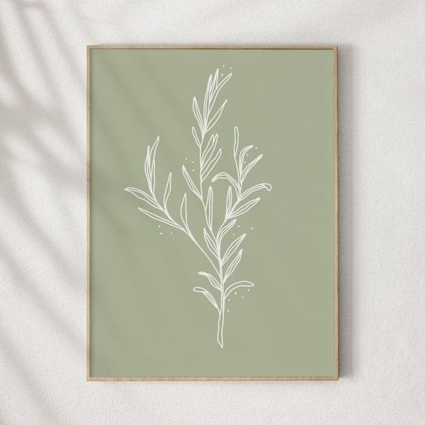 Rosemary Line Art Etsy