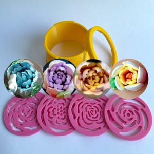 Nr. 3 Tülle Set für Zuckerguss Piping Tüllen Kunststoff Verzierungstipps 5 Stück Dekorationswerkzeuge Kuchendekoration Geschenk und Marshmallow Blumen
