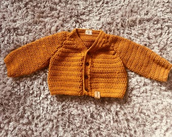 Mustard yellow/orange baby cardigan