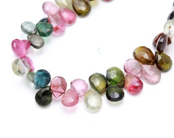 Beautiful Multi Tourmaline Faceted Pear Shape Beads AAA Watermelon Natural Tourmaline Faceted Beads, 6x8 MM Multi Color Tourmaline Pear Bead