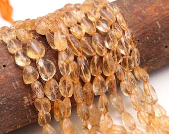 Citrine Faceted Nugget Beads, Natural Citrine Oval Shape Nuggets Beads, 10" Strand, 9-10 MM Yellow Citrine Tumble Beads, Citrine Wholesale