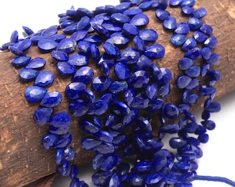AAA Lapis Lazuli Faceted Pear Shape Beads, Lapis Natural Beads 5x7-6x9 MM Lapis Faceted Beads, Lapis Lazuli Beads, Lapis Lazuli Pear Beads,