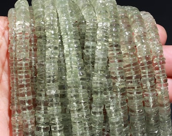 Genuine Green Amethyst Heishi Washer beads 7-7.5 MM Amethyst Wheel Beads, AAA Green Amethyst Heishi Tyre Shape Beads For Jewelry Making