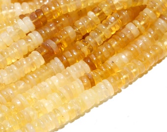 Natural Yellow Opal Gemstone 5.5-6mm Smooth Heishi Opal Beads, 16" Yellow Opal Semi Precious Gemstone Spacer / Wheel Rondelle Beads