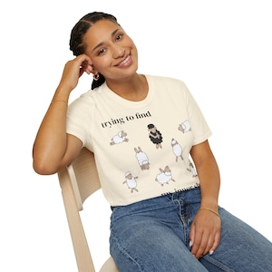 Inner sheep T-Shirt with text| Cute Cartoon Sheep Pattern