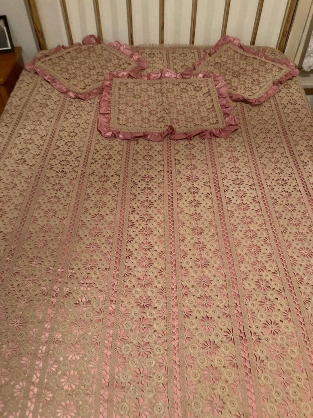 Antique French Lace Bedspread, Vintage Lace Bedspread With Crochet Etsy