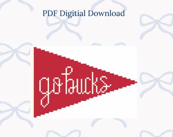Digital Needlepoint Stitch Chart PDF - "Go Bucks" Pennant