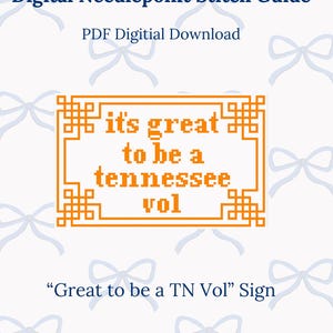 &quot;Digitale Nadelspitzen-Stickmuster-PDF - &quot;&quot;It&#39;s great to be a Tennessee Vol&quot;&quot;-Schild.&quot;