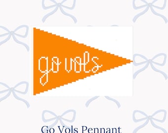 Digital Needlepoint Stitch Chart PDF - "Go Vols" Pennant