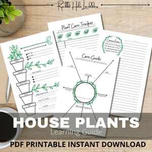 Guía del alumno sobre plantas de interior: seguimiento de cuidados, diario, libro de trabajo, referencia con descarga instantánea imprimible, PDF-A4,A5, carta de EE. UU.