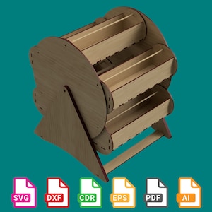 カルーセル ストレージ、ラック ストレージ、画家用ストレージ - レーザー カット ファイル - svg+dxf+cdr+eps+pdf+ai