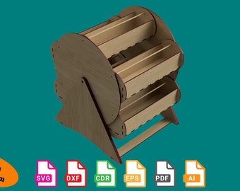 Carousel Storage, Rack Storage, Storage for Painters- laser cut files - svg+dxf+cdr+eps+pdf+ai