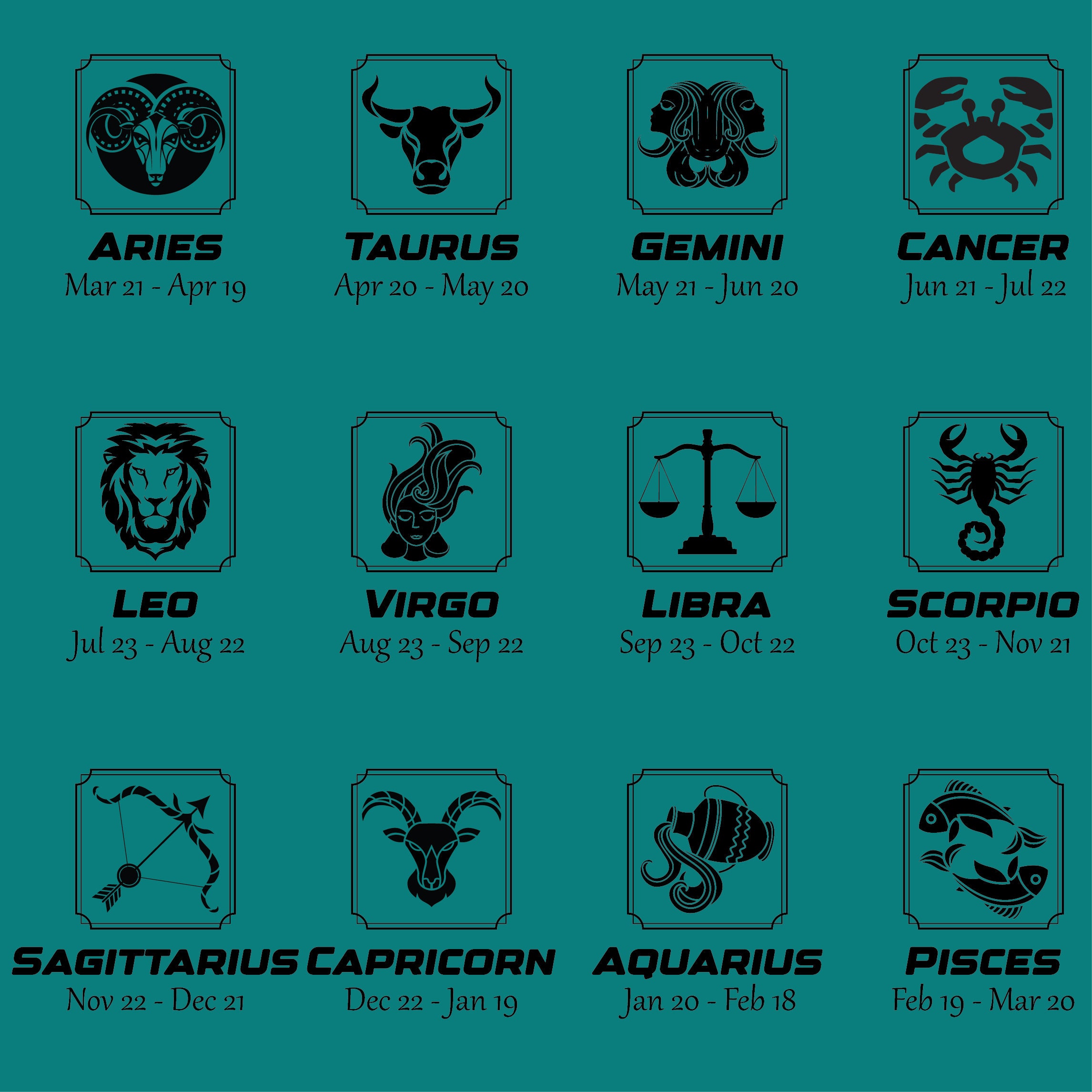 Zodiac Sign Bundle, Zodiac Sign Svg, Zodiac Sign Printable, Horoscope ...