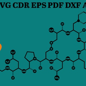 May include: A black and white digital illustration of a complex chemical structure with the text "SVG CDR EPS PDF DXF AI" at the top of the image. The text "This is a digital item" is in an orange oval shape at the bottom left of the image.