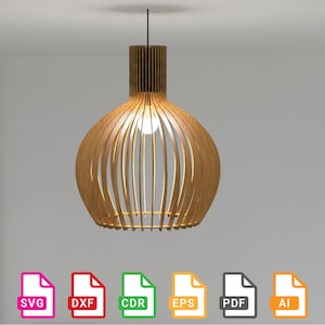 Houten hanglamp lamp kroonluchter lampenkap lasergesneden plafondmontage - svg+dxf+cdr+eps+pdf+ai