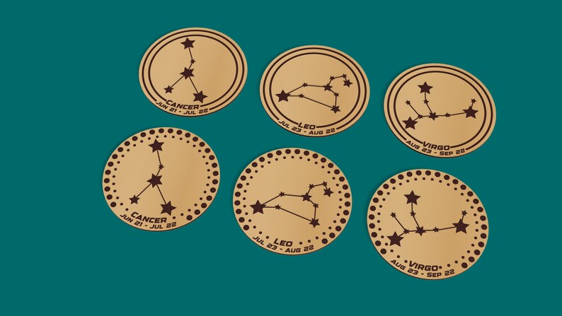 Constellations Coasters Zodiac Constellation CNC Files, Wall Decor Zodiac - Svg+dxf+cdr+eps+pdf ...