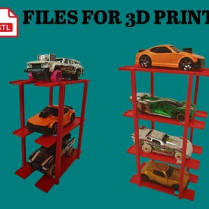 Modular 1:64 Car Display Rack, Stackable 3D‑Print Display, Collectible Display, STL + 3MF File, Holds Up to 20 Cars