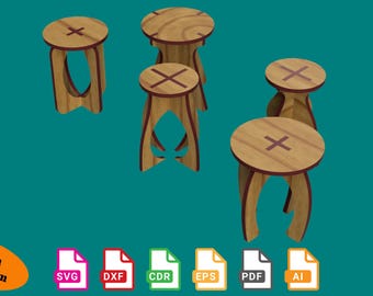 Blauwdrukset voor CNC-stoelen: 5 lasergesneden ontwerpen (digitale download)
