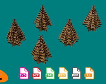 Christmas Tree CNC Laser Cut Files – 5 Festive Designs (Digital Download)