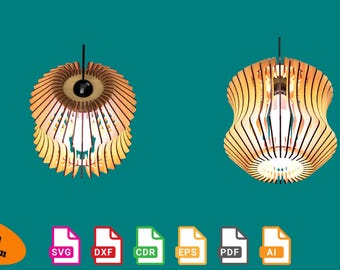 Modello per lampada a sospensione in legno tagliato al laser (download digitale)