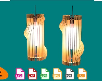 Lampada a sospensione in legno tagliato al laser, design del paralume (download digitale)