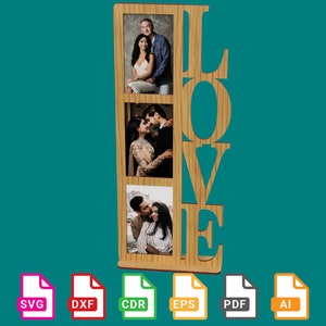 Liefde fotolijstjes, Annyversary fotolijstjes, paar fotolijstjes - laser gesneden bestanden - svg+dxf+cdr+eps+pdf+ai