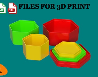 3D Printable Hexagon Storage Box with Lid: Customizable DIY Print (STL 3MF File Download)