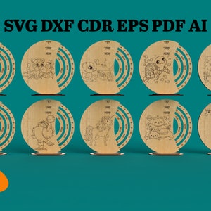 Calendario perpetuo, calendario eterno, decoración de mesa de calendario, paquete de archivos de corte láser de calendario- svg+dxf+cdr+eps+pdf+ai