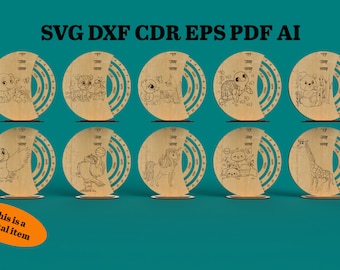 Calendrier perpétuel, calendrier éternel, décor de table de calendrier, calendrier Laser Cut File Bundle- svg+dxf+cdr+eps+pdf+ai