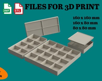 モジュラー仕分けトレイセット：積み重ね可能な 3D プリンターオーガナイザー（STL + 3MF ファイル）