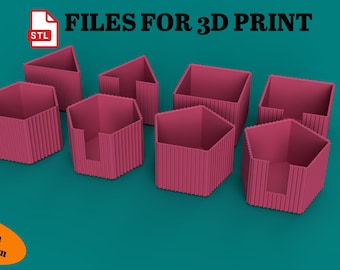 Geometric Desk Organizer STL Files: 3D Printing Storage (Digital Download)