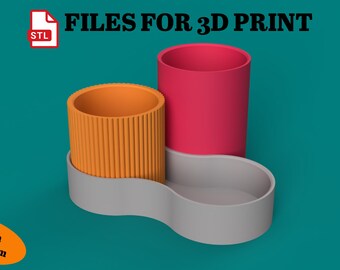 3D Printing Desk Organizer STL Files: Modern Home Office Storage (Digital Download)