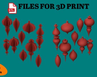 3Dプリント可能なクリスマスオーナメントSTLバンドル | ホリデーデコレーションファイル | お祝いの3Dプリントデザイン