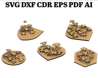 Laser Cut Puzzle Templates: 5 Models (Digital Download)
