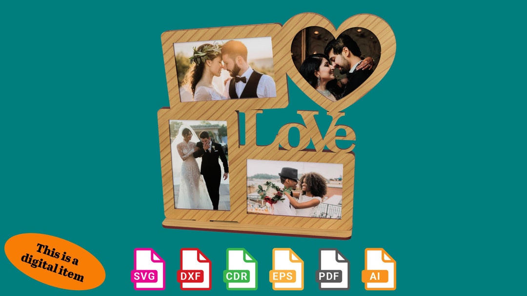 Love Photo Frame, Annyversary Photo Frame, Couple Photo Frame Laser Cut