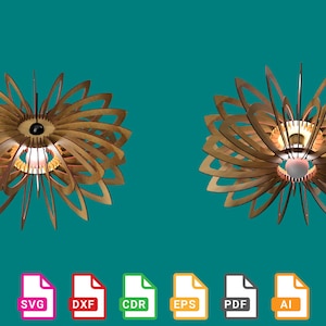 Puede incluir: Dos lámparas colgantes de madera con un diseño de estrella. Las lámparas están hechas de madera fina y tienen un acabado de madera natural. Las lámparas están colgadas del techo y están iluminadas.