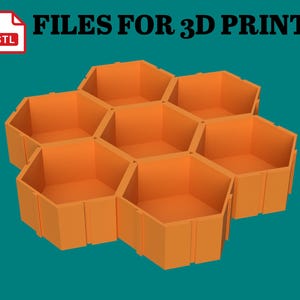 Hexagon Modular Storage Box STL, 3D Printed Desk Organizer, File for 3D Printing