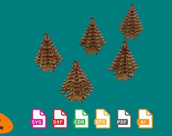 Christmas Tree CNC Laser Cut Files – 5 Festive Designs (Digital Download)