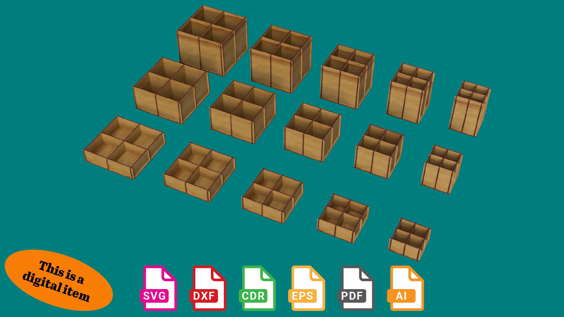 CNC Organizer Box Templates: 4-Compartment Storage (Digital Download)