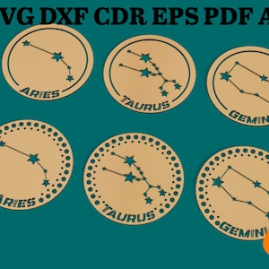 Dierenriem sterrenbeeld CNC-bestanden, wanddecoratie dierenriem - svg+dxf+cdr+eps+pdf+ai