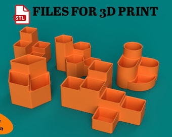 3D Printed Desk Organizer STL Bundle: Modern Geometric Design (Digital Download)