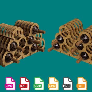Wine Storage Rack, Wine Storage Organizer, Wine Display, Kitchen Decor, Wine Lover Gift, Home Bar Decor - svg+dxf+cdr+eps+pdf+ai