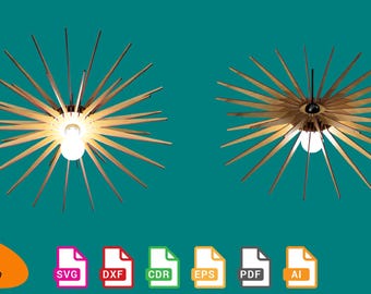 Lampadario a sospensione in legno tagliato al laser, paralume per lampadario (download digitale)