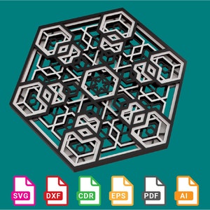 Layered Decor, Pattern Decor, Multilayer laser cut files - svg+dxf+cdr+eps+pdf+ai