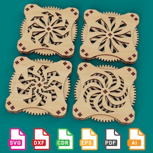 Kinetic Coaster Laser Cut Files: Fidget Spinner Coffee Cup Pad (Digital Download)