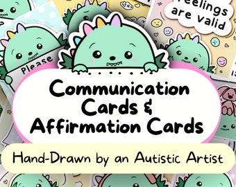 108 Dinosaur Communication Cards & Affirmations, Autism Bundle, Hidden Disability Aid, NonVerbal Selective Mutism Tool, Neurodiversity Print